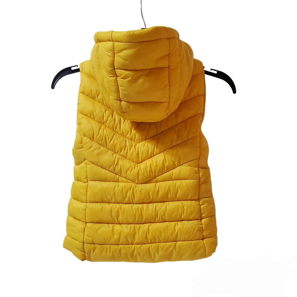 Zara Kids Girls Hooded Zipper Puffer Vest Size 6/7 Yellow
